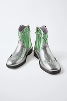 METALLIC COWBOY ANKLE BOOTS