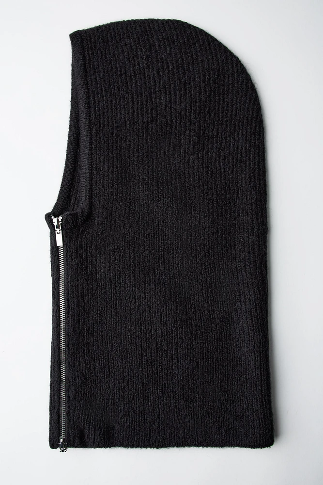 RIBBED BALACLAVA WITH ZIPPER