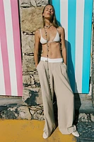 PANTALON LARGE TAILLE CONTRASTÉE