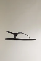 SANDALES PLATES CUIR