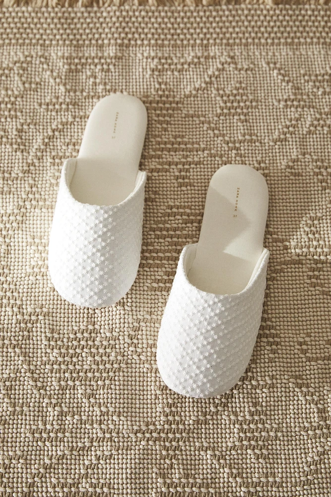 EMBROIDERED FABRIC SLIPPERS