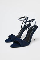 HIGH-HEELED DENIM SANDALS