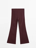 Flowing linen blend flared trousers