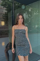 ROBE COURTE IMPRIMÉE NID D'ABEILLE