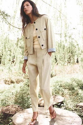 PANTALON DROIT AVEC PINCE EN LIN