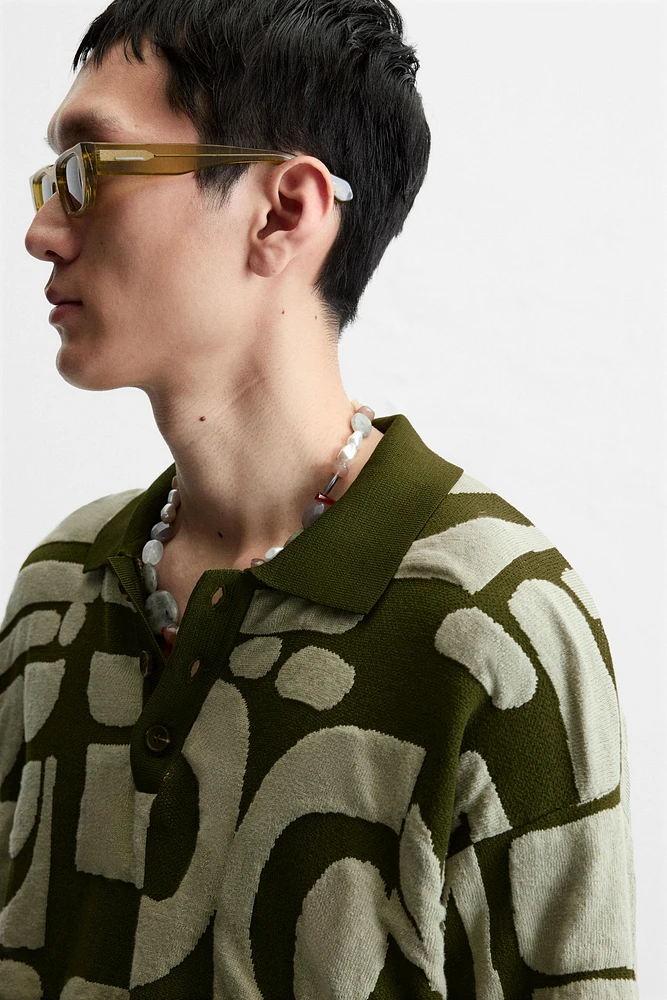 POLO EN MAILLE JACQUARD CONTRASTE