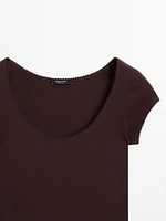 Cotton T-shirt with lace trim detail