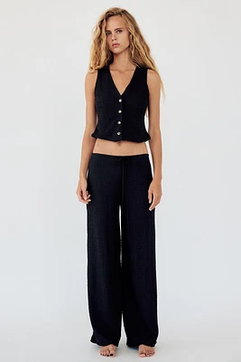TEXTURED STRAIGHT LEG PANTS