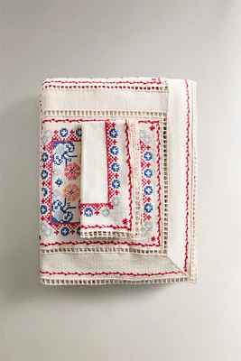 NAPPE COTON LIN BRODERIES POINT DE CROIX