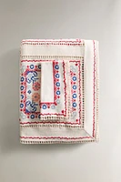 COTTON LINEN TABLECLOTH WITH EMBROIDERED CROSS-STITCH