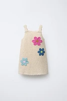 FLORAL CROCHET KNIT DRESS