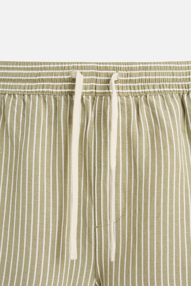 STRIPED LINEN VISCOSE SHORTS