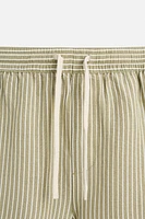 STRIPED LINEN VISCOSE SHORTS