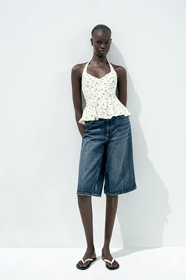 FLORAL POPLIN HALTER TOP