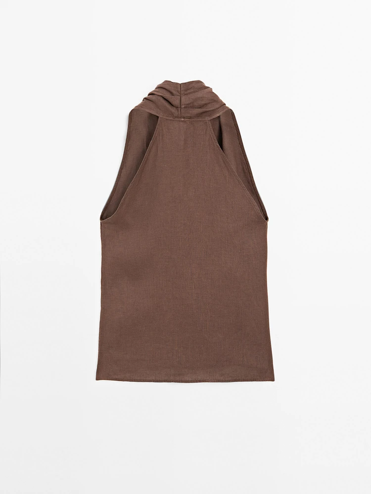 Linen crossover halter top