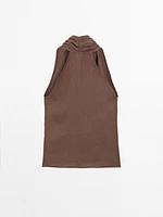 Linen crossover halter top
