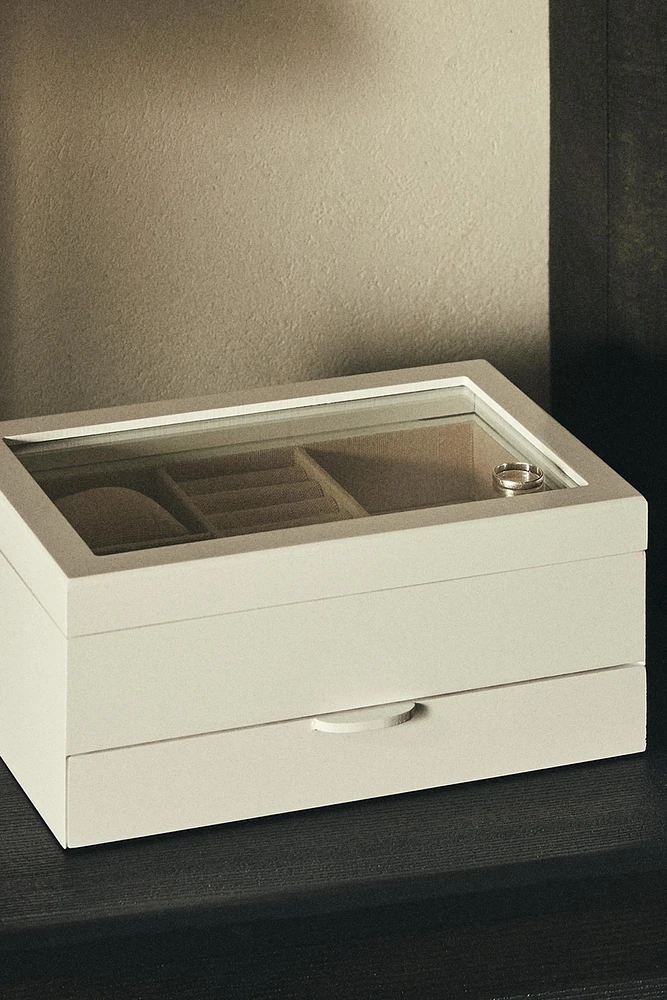 LACQUERED JEWELRY BOX WITH DRAWER