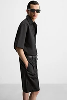 PLEATED COTTON LINEN SHORTS