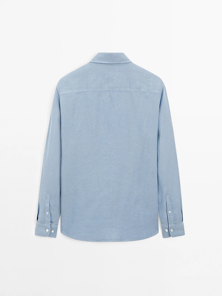 Slim fit linen blend shirt