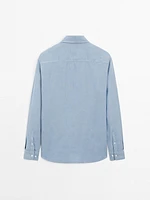 Slim fit linen blend shirt