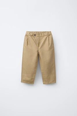 LINEN BLEND STRAIGHT PANTS