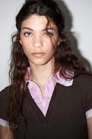 RIBBED PETER PAN COLLAR TOP