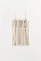 PLEATED LACE STRAP DRESS