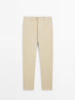 Cotton blend relaxed fit trousers