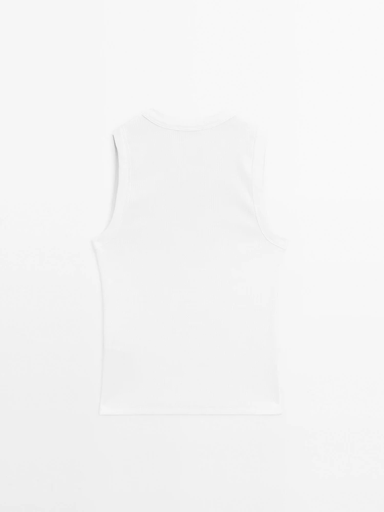 T-shirt à col rond en coton mélangé