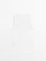 T-shirt à col rond en coton mélangé