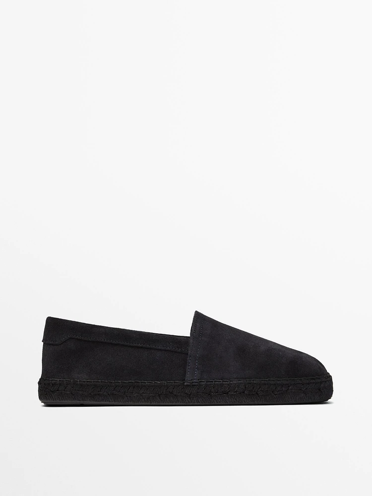 Espadrilles unies en croûte de cuir
