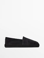 Espadrilles unies en croûte de cuir