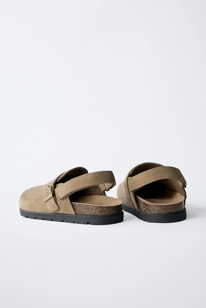 SPLIT LEATHER CLOGS