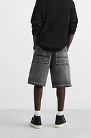BERMUDA DENIM DÉLAVÉ COUPE BAGGY