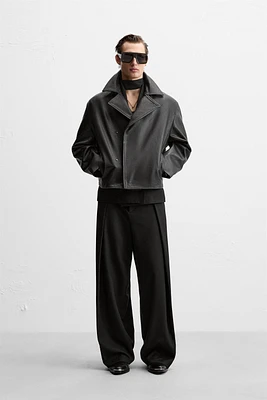 CROPPED FIT LEATHER TRENCH