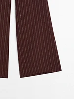 Pantalon large lin taille haute