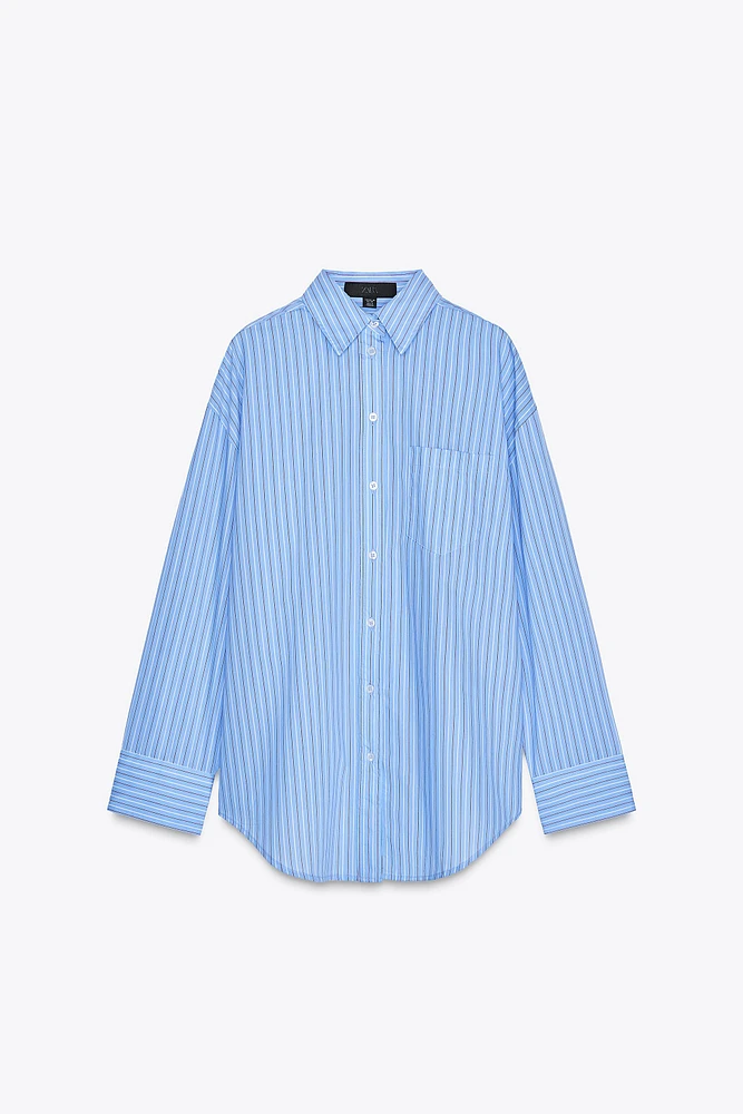 OVERSIZED STRIPED POPLIN SHIRT