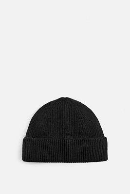 WOOL BLEND SHORT KNIT HAT