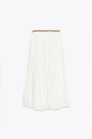 BRAIDED BELT MIDI SKIRT