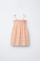 ROBE À BRETELLES ET ÉLASTIQUES FLEURS