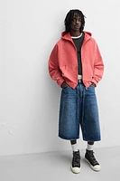 WASHED DETAIL ZIPPERED SWEATSHIRT