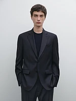 Pinstripe wool suit blazer
