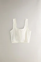 TOP COTON DENTELLE ET FRONCÉ