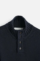 COTTON-WOOL BUTTON SWEATER