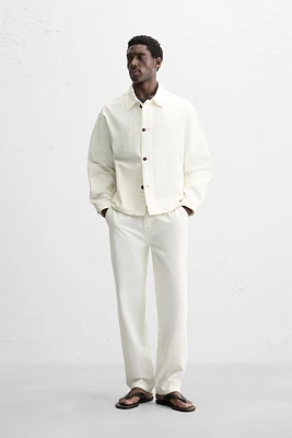 BOXY FIT HERRINGBONE DENIM OVERSHIRT