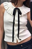 PETER PAN COLLAR KNIT TIED TOP