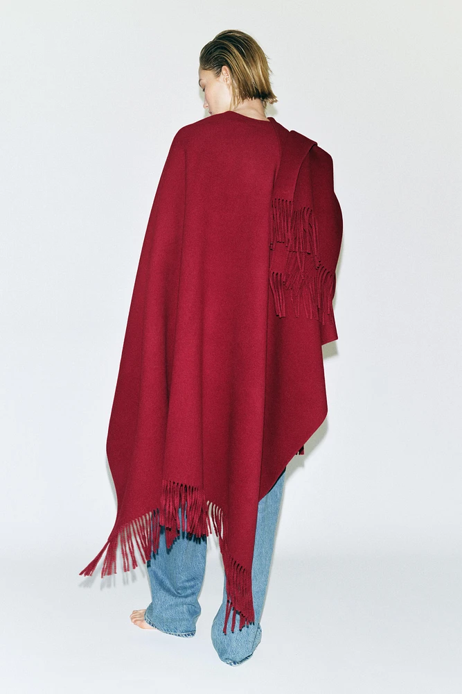 FRINGED WOOL BLEND CAPE ZW COLLECTION