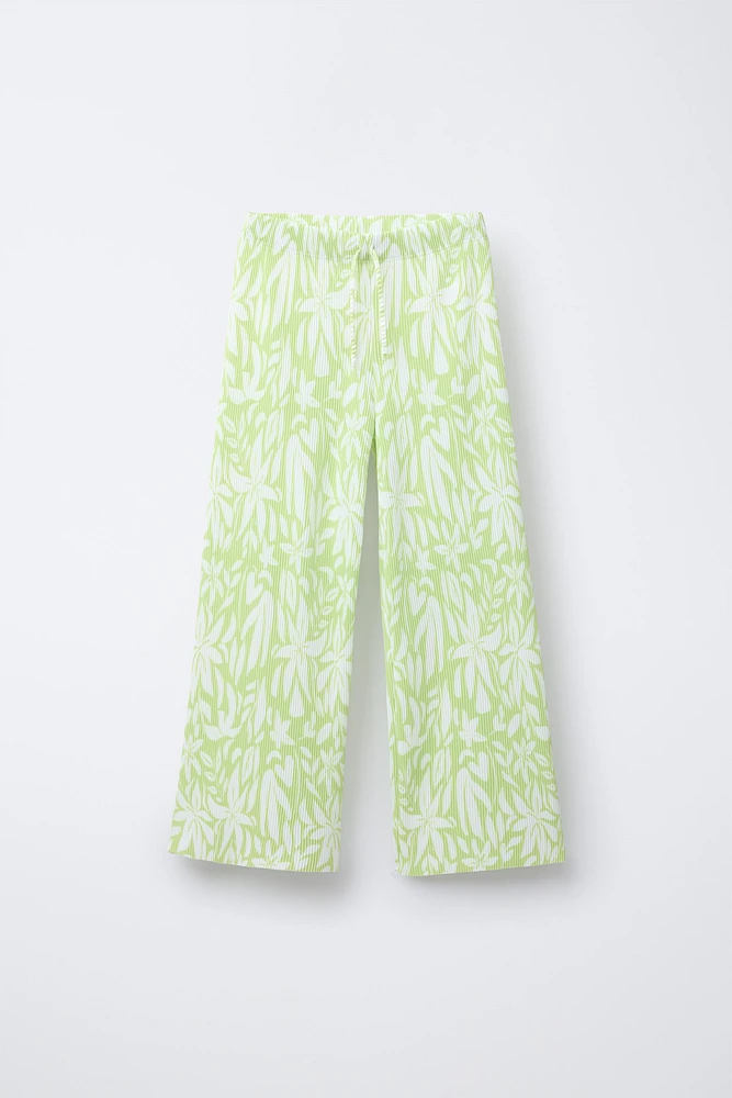 PLEATED PRINTED PANTS