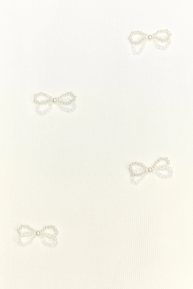T-SHIRT LACETS STRASS PERLES