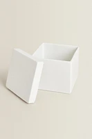 WHITE EARTHENWARE BATHROOM STORAGE JAR